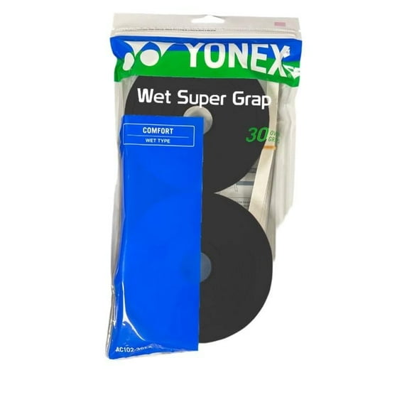 YONEX Wet Super GRAP 30 Grips- Enhanced Tack & Control Assorted Colors Black