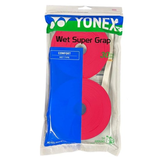 YONEX Wet Super GRAP 30 Grips- Enhanced Tack & Control Assorted Colors RED