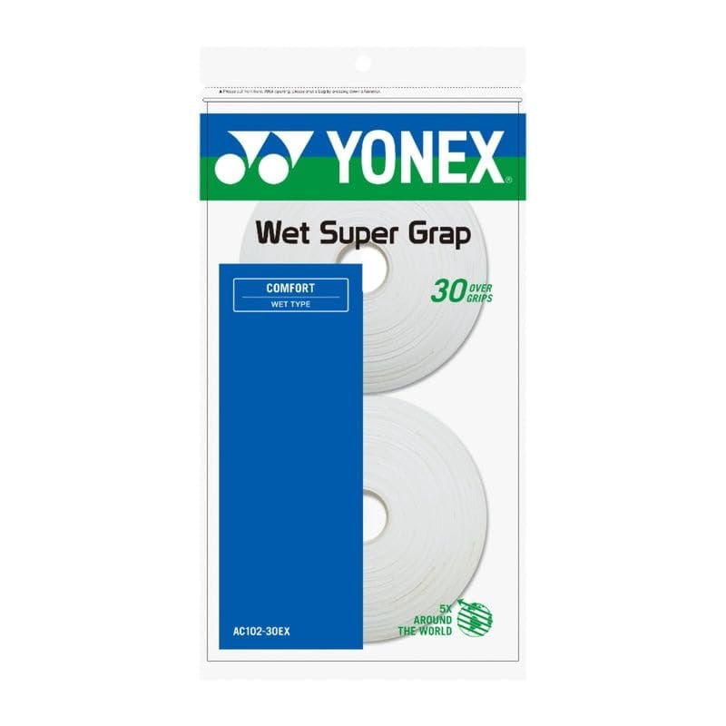 YONEX Wet Super GRAP 30 Grips- Enhanced Tack & Control Assorted Colors White