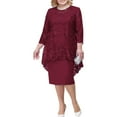 thumbnail image 1 of YONGHS 2PCS Women Tube Dress with Lace Cover Up Plus Size Mother of The Bride Dress for Wedding Party Burgundy 5XL, 1 of 2