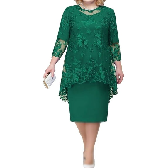 YONGHS 2PCS Women Tube Dress with Lace Cover Up Plus Size Mother of The Bride Dress for Wedding Party Green 8XL