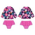 thumbnail image 1 of YONGHS 2PCs Toddler Girls Rash Guard Outfits Printed Swimsuits Long Sleeve Top+Briefs Set Red 0-3 Months, 1 of 6