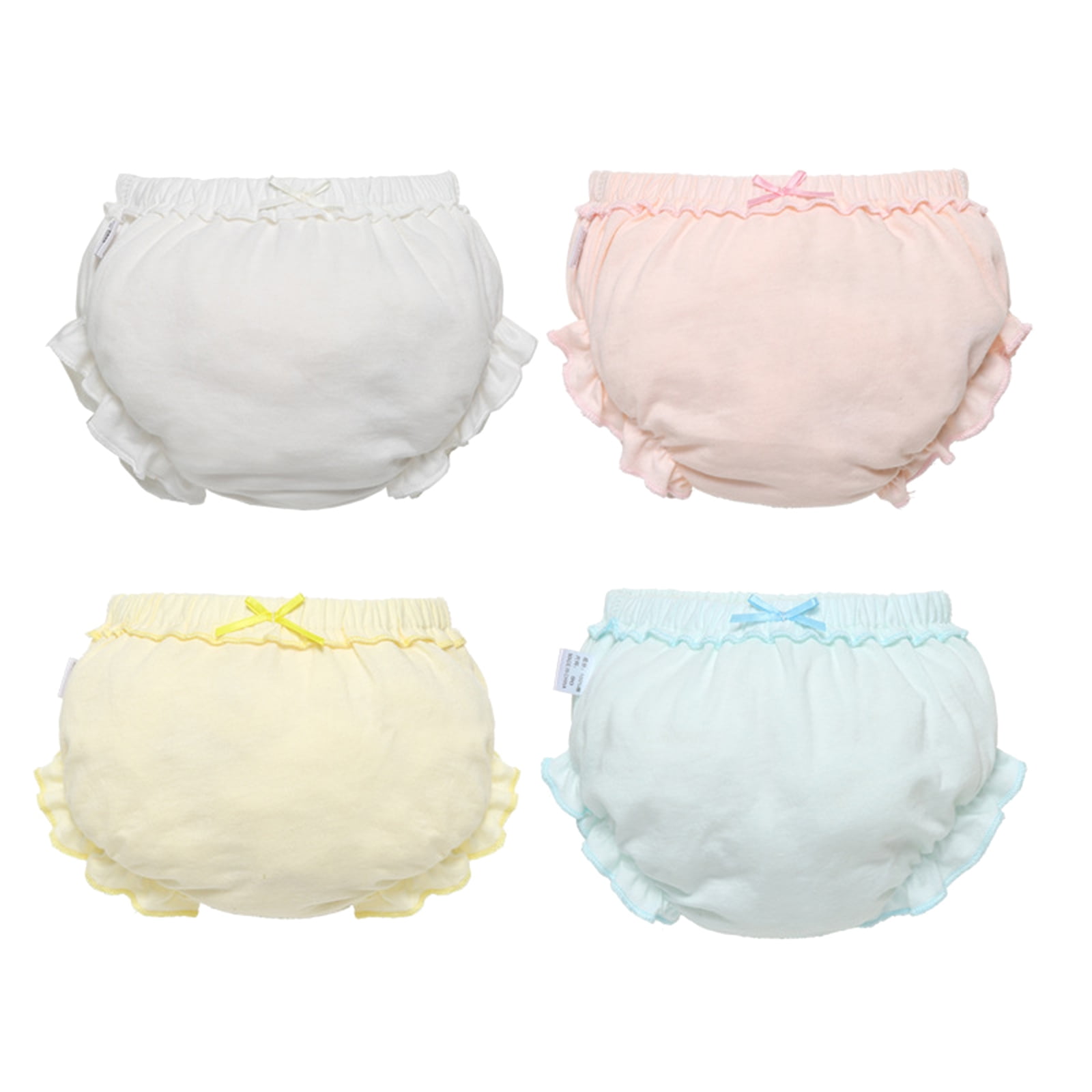 YONGHS 4 Pack Cotton Bloomers for Baby Girl Underwear Ruffle Diaper