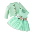 thumbnail image 1 of YONGHS Baby Girls Flower Sundress Summer Tulle Cami Dress And Long Sleeve Cardigan Top Outfits Green 6-9 Months, 1 of 4