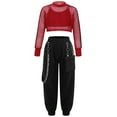 thumbnail image 1 of YONGHS Big Girls Hip Hop Street Dance Costume Vest & Crop Top & Cargo Trousers 3Pcs Set Red 6, 1 of 7