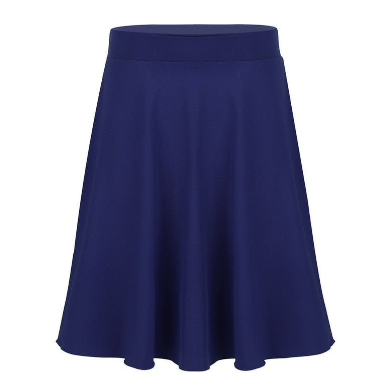 YONGHS Big Girls Knee Length Skater Skirt A Line Pleated Skirts for School Uniform Performance Navy Blue 16