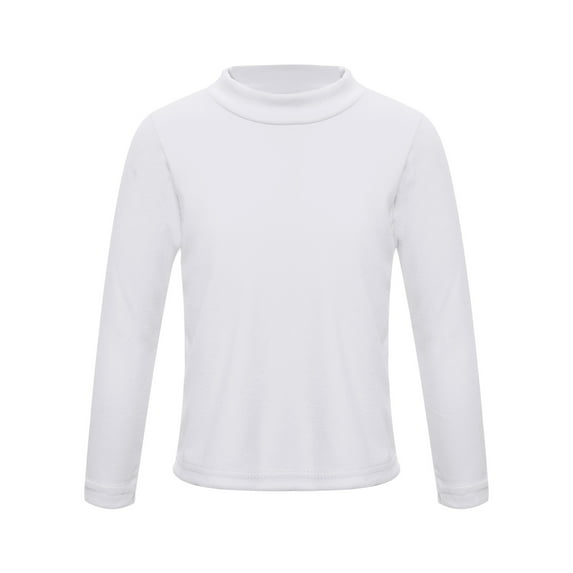 YONGHS Boys Girls Long Sleeve Undershirt Fleece Lined Underwear Base Layer Thermal Tops T-Shirts White 2-3