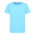 thumbnail image 1 of YONGHS Boys Girls Short Sleeve Crewneck Tee Kids T-Shirts Solid Cotton Active Athletic Shirts Tops Sky Blue 3-4, 1 of 5