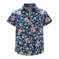 thumbnail image 1 of YONGHS Boys Kids Short Sleeve Hawaiian Button Down Shirt Tops Floral Print Blouse Holiday T-shirt Type D 7-8, 1 of 7
