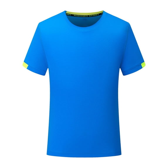 YONGHS Boys Short-Sleeve T-Shirts Basketball Football Athletic Shirt Quick Dry Sports Top Blue 13-14