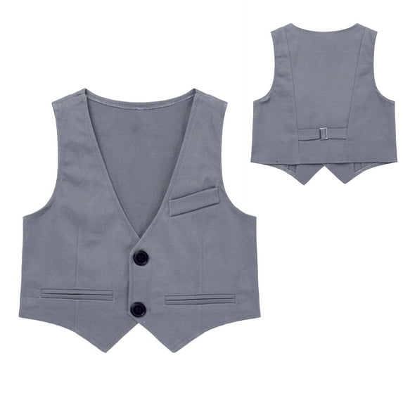 YONGHS Boys Wedding Suit Vest Single-Breasted Tuxedo Formal Dress Waistcoat for Pageant Grey 6