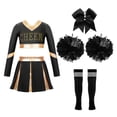 thumbnail image 1 of YONGHS Cheering Costume for Girls Crop Top with Pleated Skirt Cheerleading Halloween Party Outfits A Black 14, 1 of 5