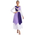 thumbnail image 1 of YONGHS Color Block Praise Dance Dress Sleeveless Asymmetrical Hem Liturgical Dancewear for Women Purple&Light Purple XL, 1 of 7