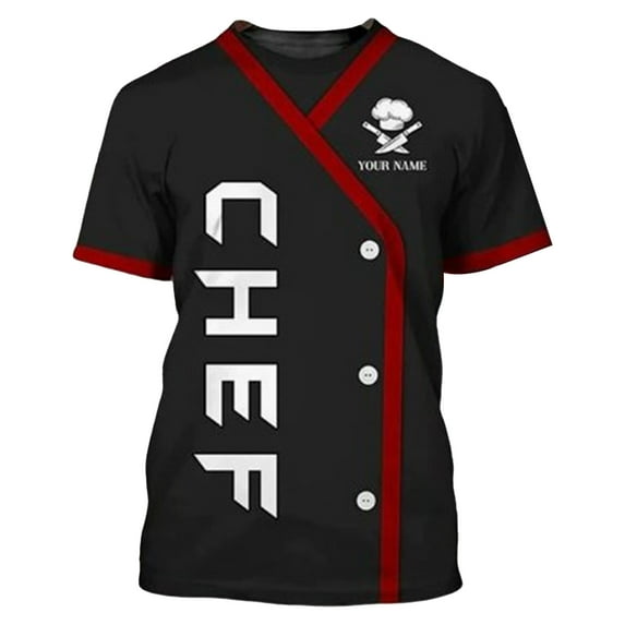 YONGHS Costume Chef Shirt Personalized Chef 3D Print for Men Women Chef T-Shirt Gifts for Lover Black XL