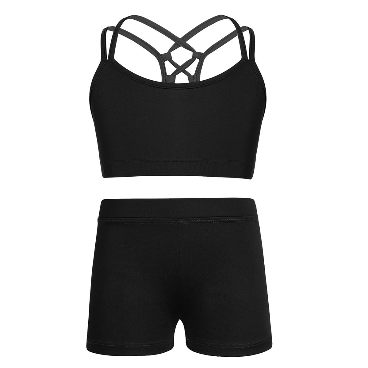 Girls Wavy Cross Back Crop Set