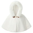 thumbnail image 1 of YONGHS Fleece Hooded Cape for Toddler Baby Girls Faux Fur Warm Coat Princess Winter Tops Jacket Ivory 9-12 Months, 1 of 7