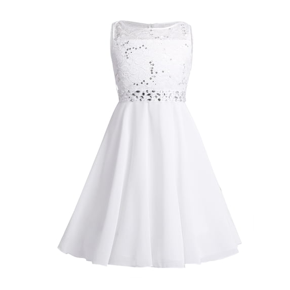 YONGHS Flower Girls Dress Wedding Bridesmaid Evening Formal Lace Gown 2-16 Ivory 4