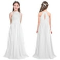 thumbnail image 1 of YONGHS Flower Girls Halter Lace Dress Wedding Bridesmaid Party Ball Gown 4-16 White 8, 1 of 7