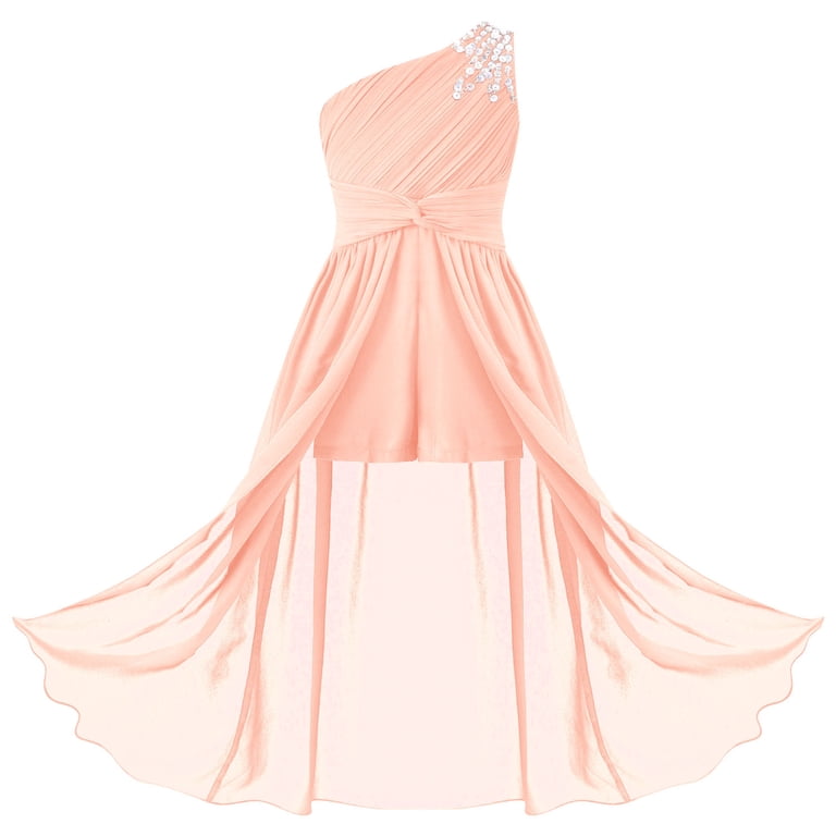 YONGHS Flower Girls One Shoulder Beaded Chiffon Bridesmaid Romper Dress Wedding Prom Party Gown Pink 14 - Walmart.com YONGHS Flower Girls One Shoulder Beaded Chiffon Bridesmaid Romper Dress Wedding Prom Party Gown Pink 14 - Walmart.com