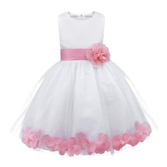 YONGHS Flower Girls Petals Dress Bridesmaid Wedding Birthday Pageant Princess Party Ball Gown Pink 12