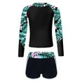 thumbnail image 1 of YONGHS Girls 2 Pcs Swimsuit Summer Floral Printed Long Sleeve Swim Top with Boyleg Shorts Suit Lily 14, 1 of 7