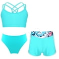 thumbnail image 1 of YONGHS Girls 3 Piece Swimsuits Bathing Suit Sports Crop Top Briefs Swim Trunks Outfits Swimwear Lake Green-B 10, 1 of 7