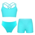 thumbnail image 1 of YONGHS Girls 3 Piece Swimsuits Bathing Suit Sports Crop Top Briefs Swim Trunks Outfits Swimwear Lake Green-C 10, 1 of 7