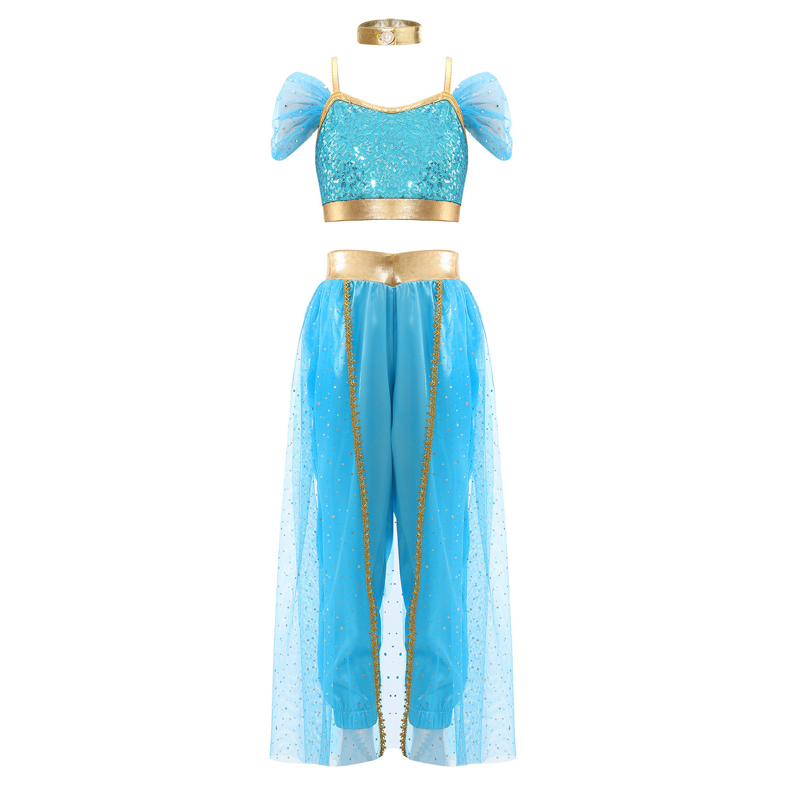 YONGHS Girls Arabian Princess Halloween Costume Sequins Belly Dance