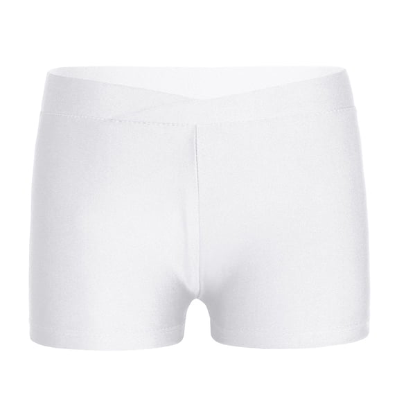 YONGHS Girls Ballet Dance Shorts Sports Yoga Athletic Gymnastics Booty Shorts Tumbling Bottoms White 11-12