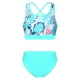 thumbnail image 1 of YONGHS Girls' Beach Sport 2-Piece Bikini Set Swimsuit Crop Top with Swim Briefs Bathing Suit Green Palm Leaf 10, 1 of 7