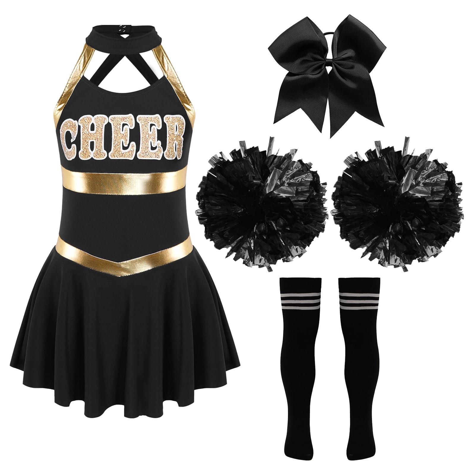 YONGHS Girls Cheer Leader Costume Cheerleading Performance Danc Dress ...