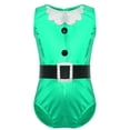 thumbnail image 1 of YONGHS Girls Christmas Santa Claus Dance Costume Shiny Metallic Gymnastics Ice Skating Leotard Green 6, 1 of 5