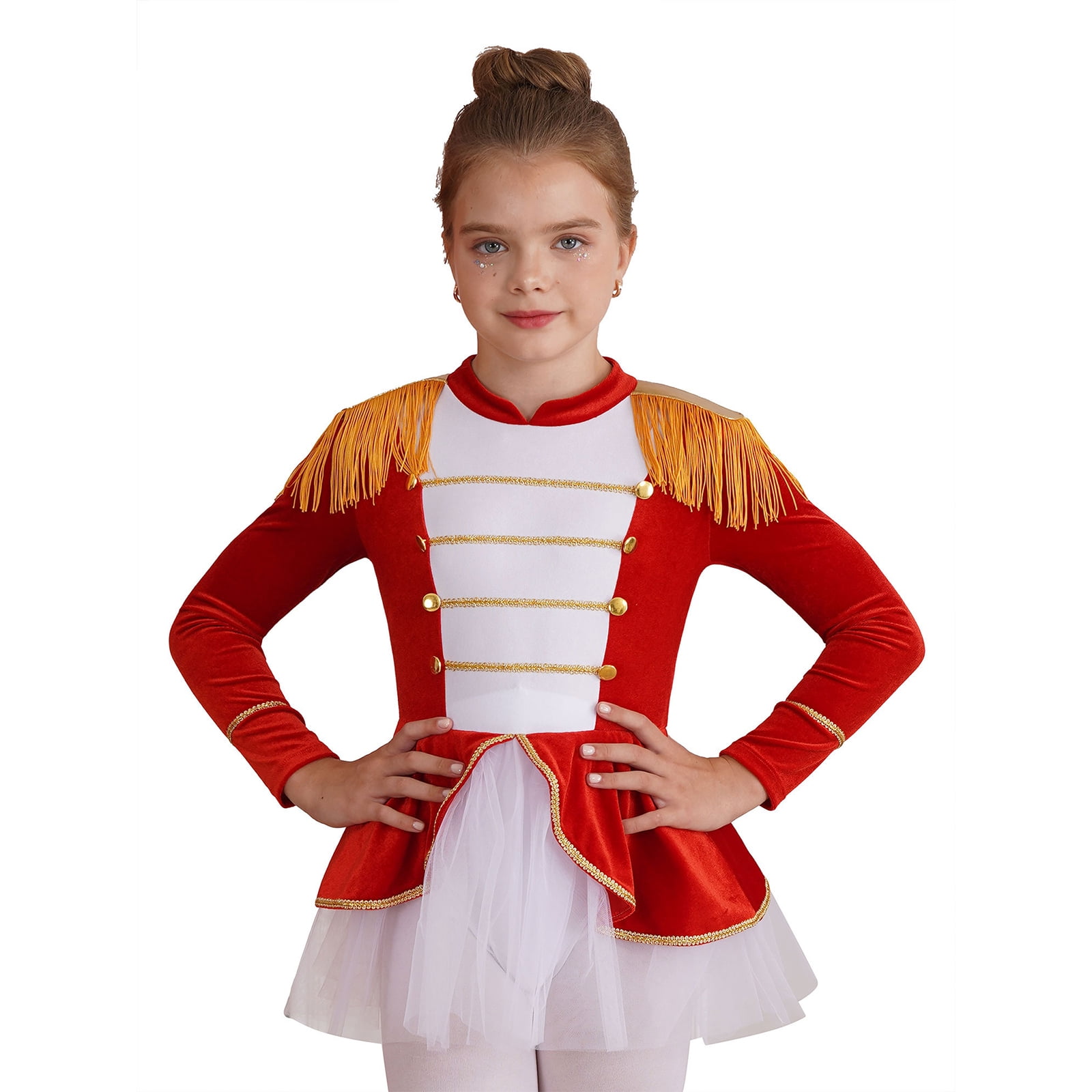 YONGHS Girls Circus Showman Costume Ringmaster Leotard Dress Halloween