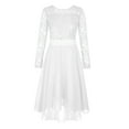 thumbnail image 1 of YONGHS Girls Elegant Lace Flower Girl Dress Long Sleeve A-Line High Low Hem Junior Bridesmaid Dress Ivory 16, 1 of 7