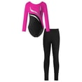 thumbnail image 1 of YONGHS Girls Gymnastic Dance Leotard with Leggings Set Ice Skating Competition Active Tracksuit Hot Pink&Black 14, 1 of 7