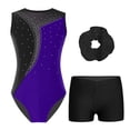 thumbnail image 1 of YONGHS Girls Gymnastics Tumbling Outfits Rhinestone Sleeveless Leotard with Shorts Balelt Dancewear Purple 12, 1 of 6