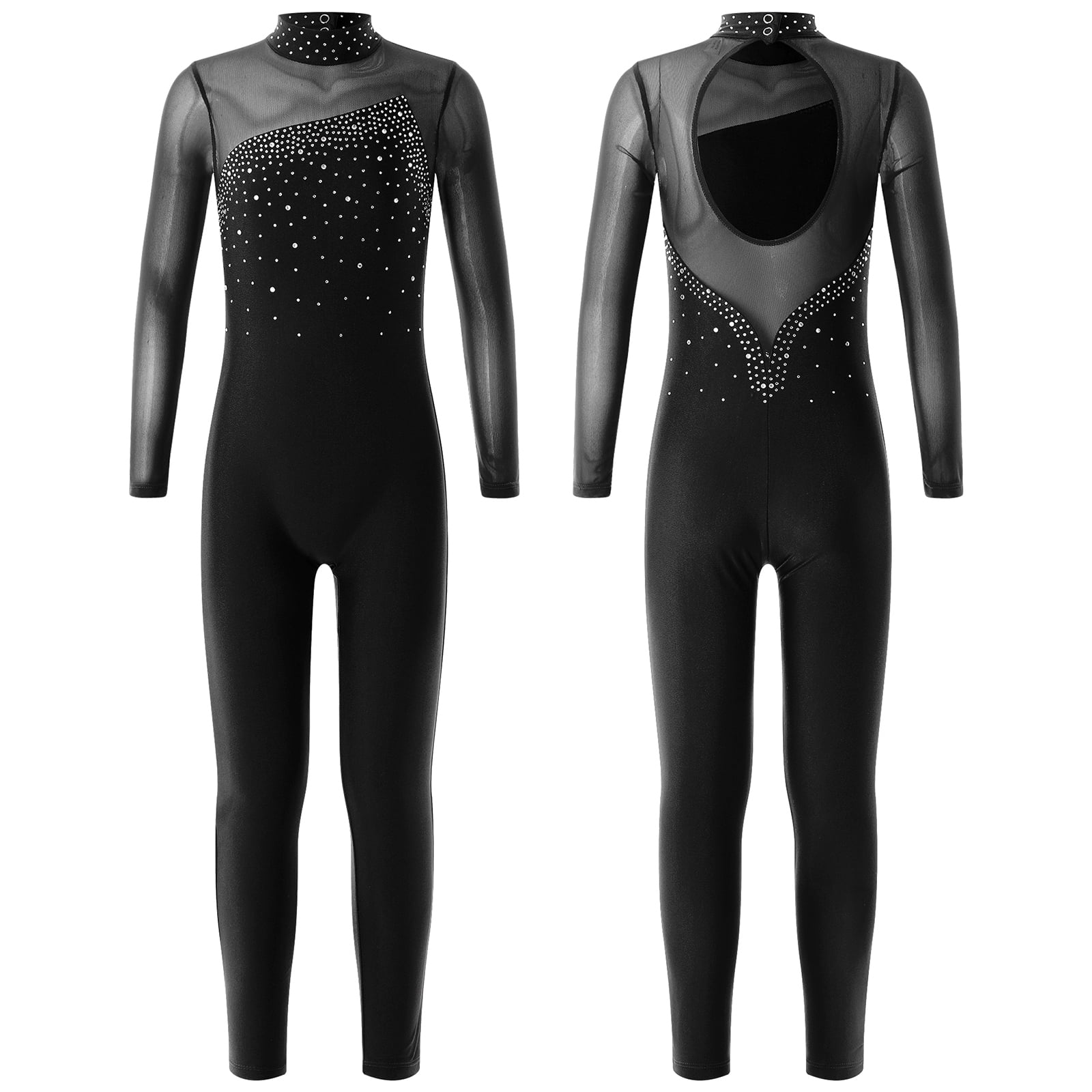 BLACK BASIC ONEPIECE LONG SLEEVE UNITARD BODYSUIT CATSUIT