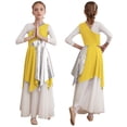 thumbnail image 1 of YONGHS Girls Liturgical Praise Dance Dress One Shoulder Asymmetrical Lyrical Contemporary Dancewear Yellow 12, 1 of 7