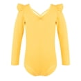 thumbnail image 1 of YONGHS Girls Long Sleeve Ballet Leotard Dance Top Gymnastics Bodysuit Ballerina Romper Team wear Yellow 13-14, 1 of 7