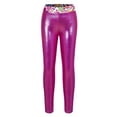 thumbnail image 1 of YONGHS Girls' Metallic Shiny Stretch Leggings Yoga Pants Gymnastics Dance Athletic Tights Trosuers Hot Pink 14, 1 of 5