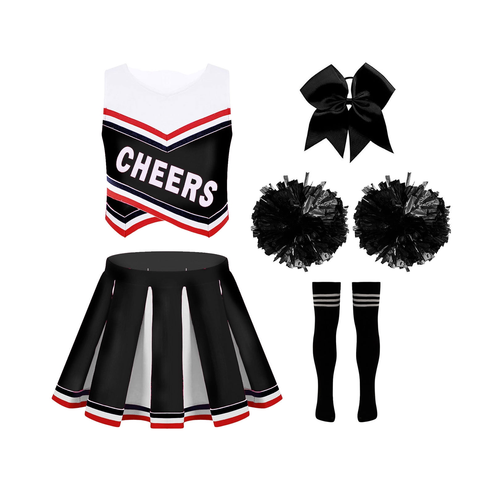 YONGHS Girls School Cheer Leader Uniform Cheerleading Costume Outfits