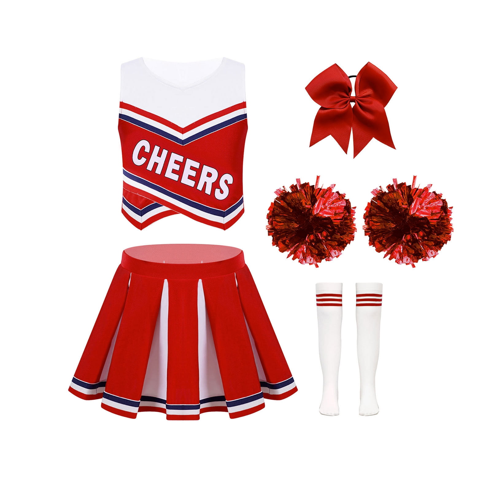 YONGHS Girls School Cheer Leader Uniform Cheerleading Costume Outfits