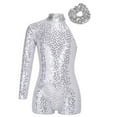 thumbnail image 1 of YONGHS Girls Sequined Single Sleeve Gymnastics Dance Leotards Sparkly Unitards with Hairband Silver 12, 1 of 7