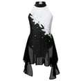 thumbnail image 1 of YONGHS Girls Sequins Floral Print Lyrical Ballet Dance Dress Gymnastics Ice Skating Skirted Leotard Black 14, 1 of 7