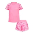 thumbnail image 1 of YONGHS Girls' Short Sleeve Rash Guard Sun Protection Two-Piece Swimwear Water Sport Bathing Suit Pink 9-10, 1 of 7