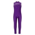 thumbnail image 1 of YONGHS Girls Sleeveless Full Length Bodysuit Jumpsuit Gymnastics Dancing Tumbling Leotard Unitard Purple 12, 1 of 7