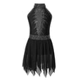 thumbnail image 1 of YONGHS Girls Sleeveless Shiny Rhinestone Gymnastic Leotard Ballet Dance Figure Ice Skating Dress Black 10, 1 of 7