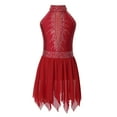thumbnail image 1 of YONGHS Girls Sleeveless Shiny Rhinestone Gymnastic Leotard Ballet Dance Figure Ice Skating Dress Burgundy 12, 1 of 8