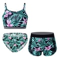 thumbnail image 1 of YONGHS Girls Swimsuits 3 Piece Tankini Bathing Suit Set Teen Print Bikini Swimwear with Swim Shorts Lily 10, 1 of 5