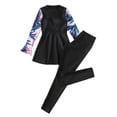 thumbnail image 1 of YONGHS Girls Water Sports Swimwear Long Sleeve Flare Cuffs Top Dress with Pants Rashguard Swimsuit Black 11-12, 1 of 4
